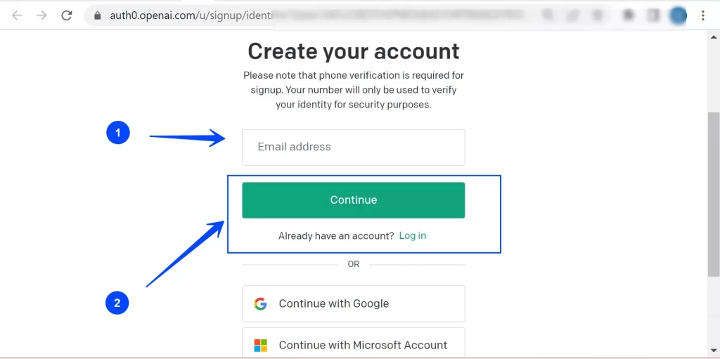 Create an OpenAI account