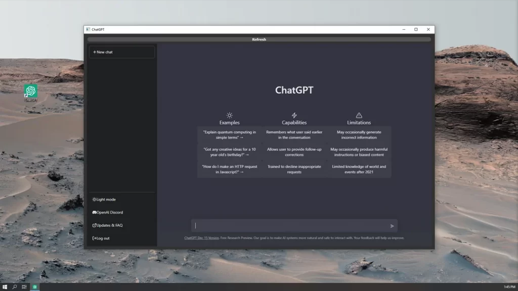 Get to know the ChatGPT window